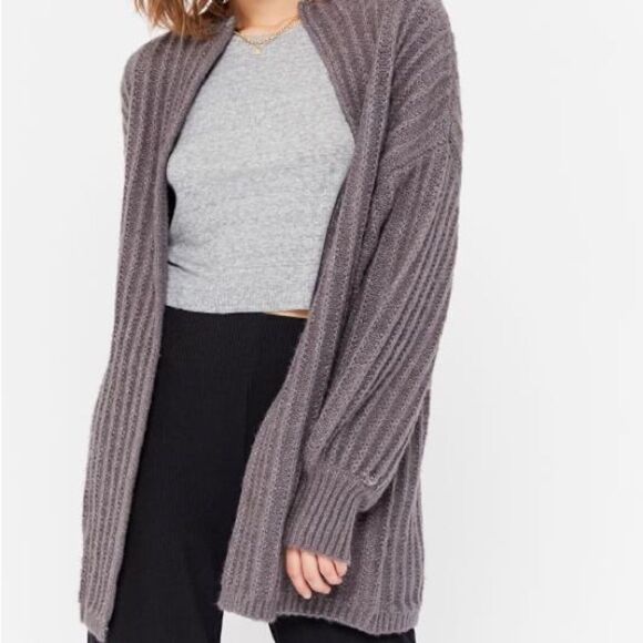 Urban Outfitters Truly Madly Deeply Dark Gray Open-Front Cardigan NIP Size S - Picture 4 of 5